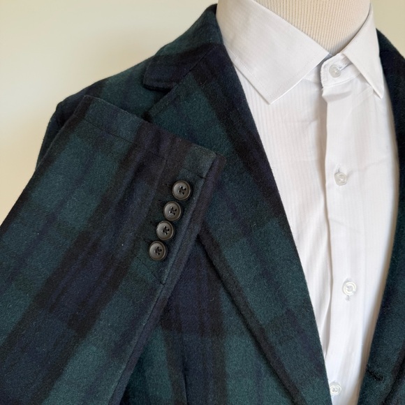 Men’s Tartan Sport Coat Wallin & Bros Blazer Plaid Green Highland Tartan Large - Picture 3 of 16